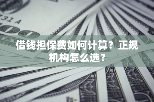 武汉借钱担保费如何计算？正规机构怎么选？